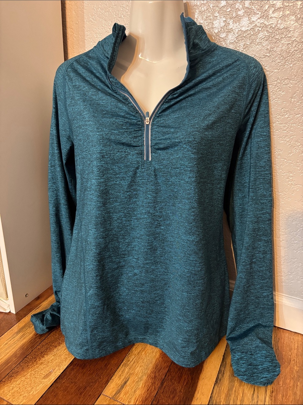 Kirkland Signature Teal Heather Quarter-Zip Pullover